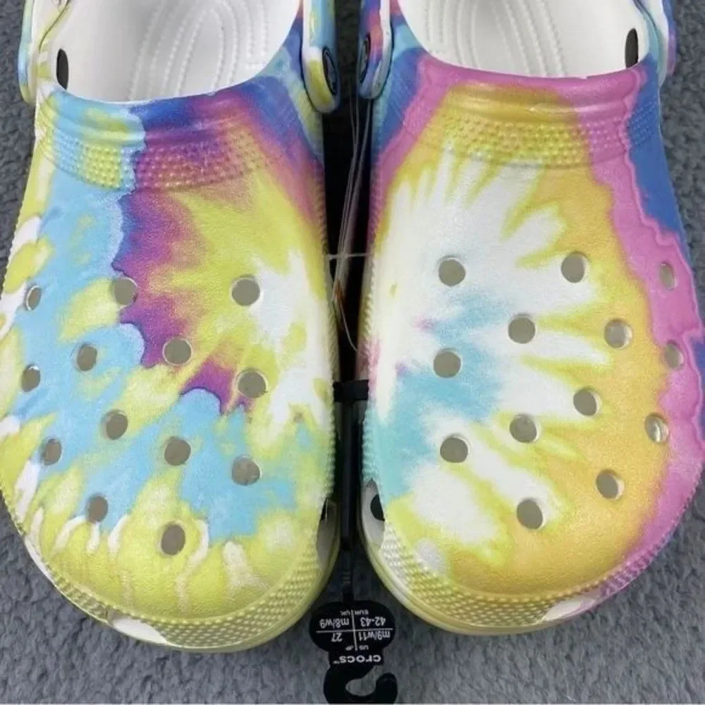 Crocs classic tie-dyed Clogs Graphic Unisex Womens 11 Mens 9‎ White Multi NEW
